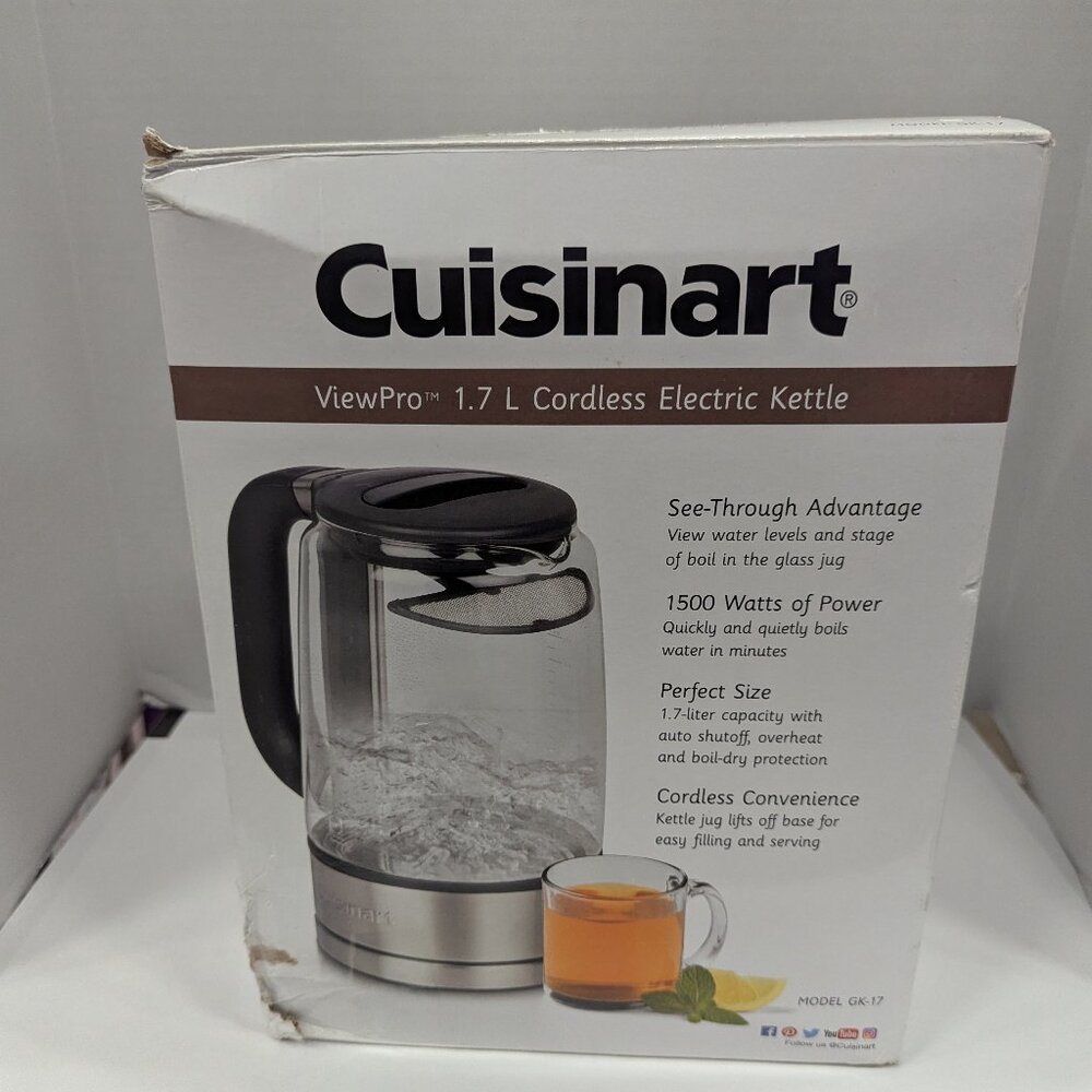 Cuisinart GK-17 ViewPro Cordless Electric Kettle | 1.7L, 1500W, Glass & Steel